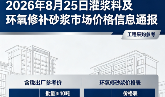 桥西2026年8月25日灌浆料及环氧修补砂浆市场价格信息通报